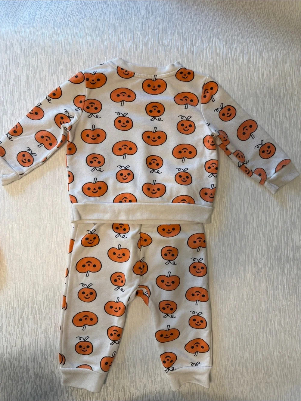 Cat & Jack Orange and Cream Pumpkin Print Two-Piece Set with Bib